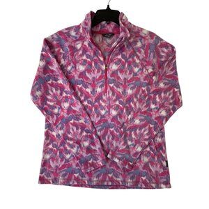 Eddie Bauer Women 1/4 Zip Polar Fleece Jacket Size L Pink Pullover